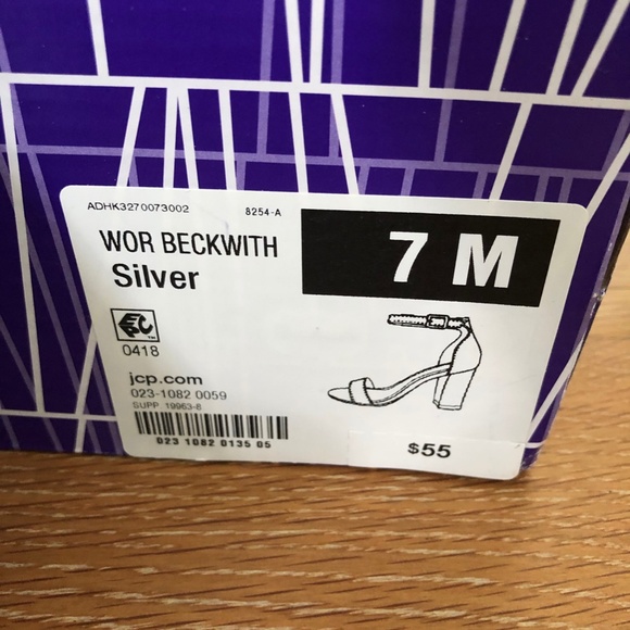 Silver Sparkle Sandals Block Heal Size 7, never worn, in box - Picture 4 of 4